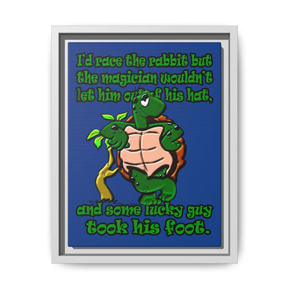 turtle race - framed canvas art (dark blue)