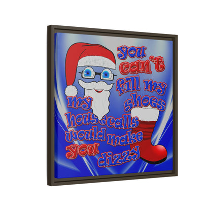 santa's shoes - framed canvas art (blue-white wave)