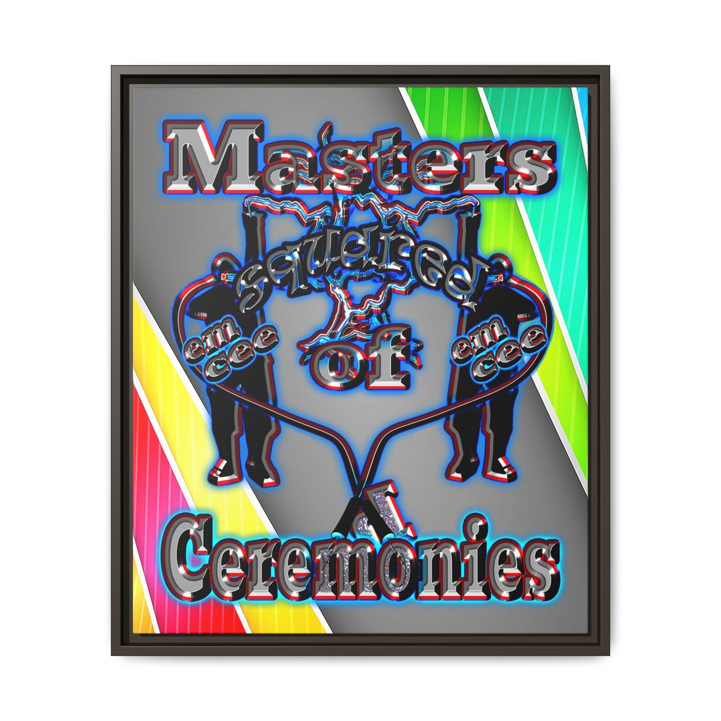 em cee squared - framed canvas art (rainbow split)