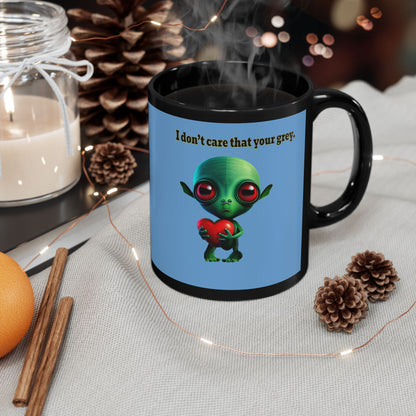 I don't care that your grey - Black Mug (light blue)