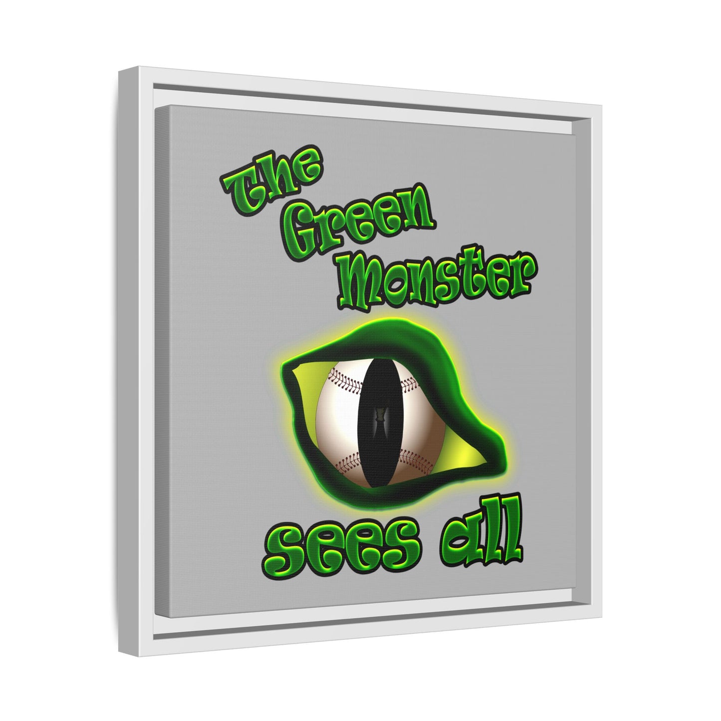 green monster - framed canvas art (light grey)