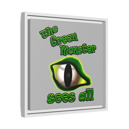 green monster - framed canvas art (light grey)