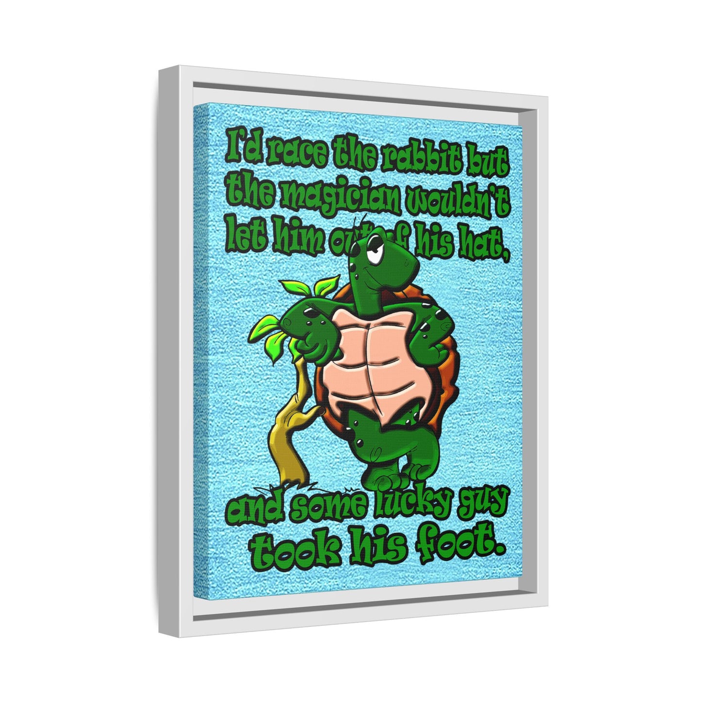 turtle race - framed canvas art (faded blue)