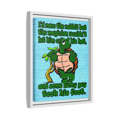 turtle race - framed canvas art (faded blue)