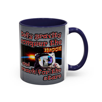 defy conquer reach - Accent Mug (brushed nickel)