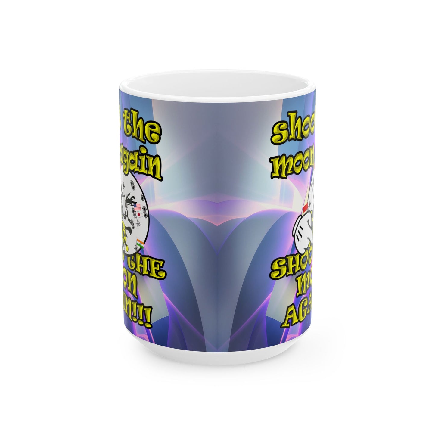 shoot the moon again - White Mug (grey-pink wave)