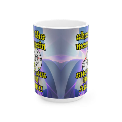 shoot the moon again - White Mug (grey-pink wave)