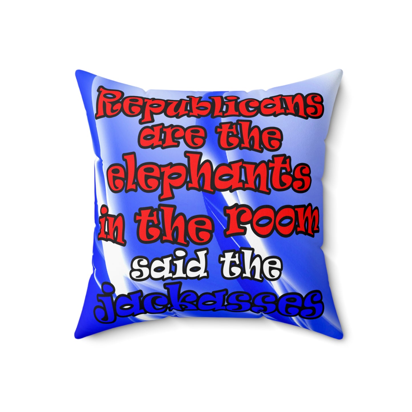 donkeys and elephants - Spun Polyester Square Pillow - (blue-white wave)
