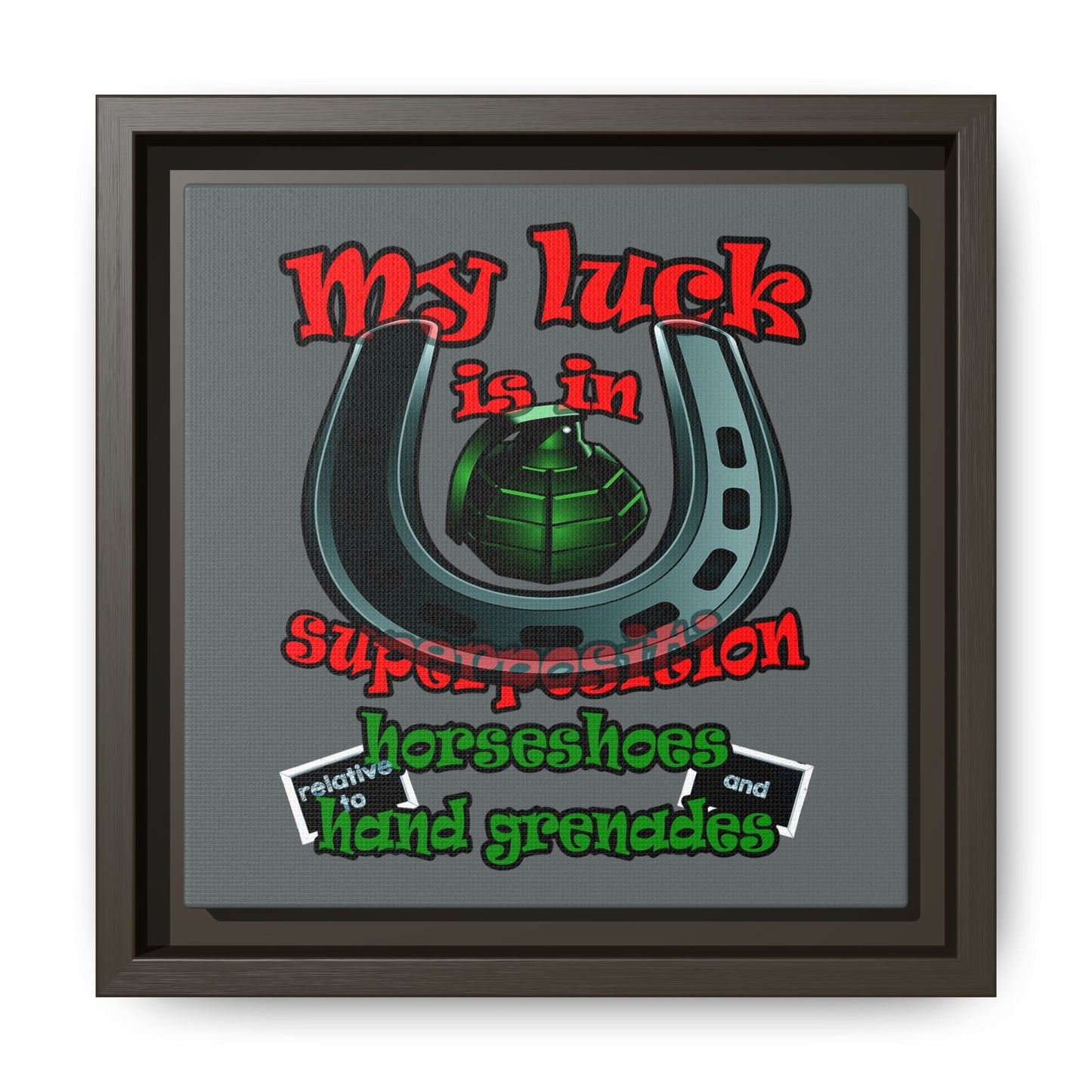 my luck - framed canvas art (dark grey)