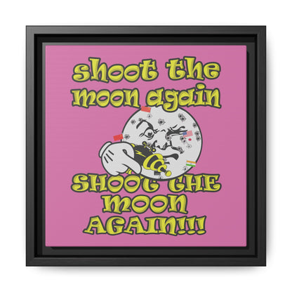shoot the moon again - framed canvas art (light pink)