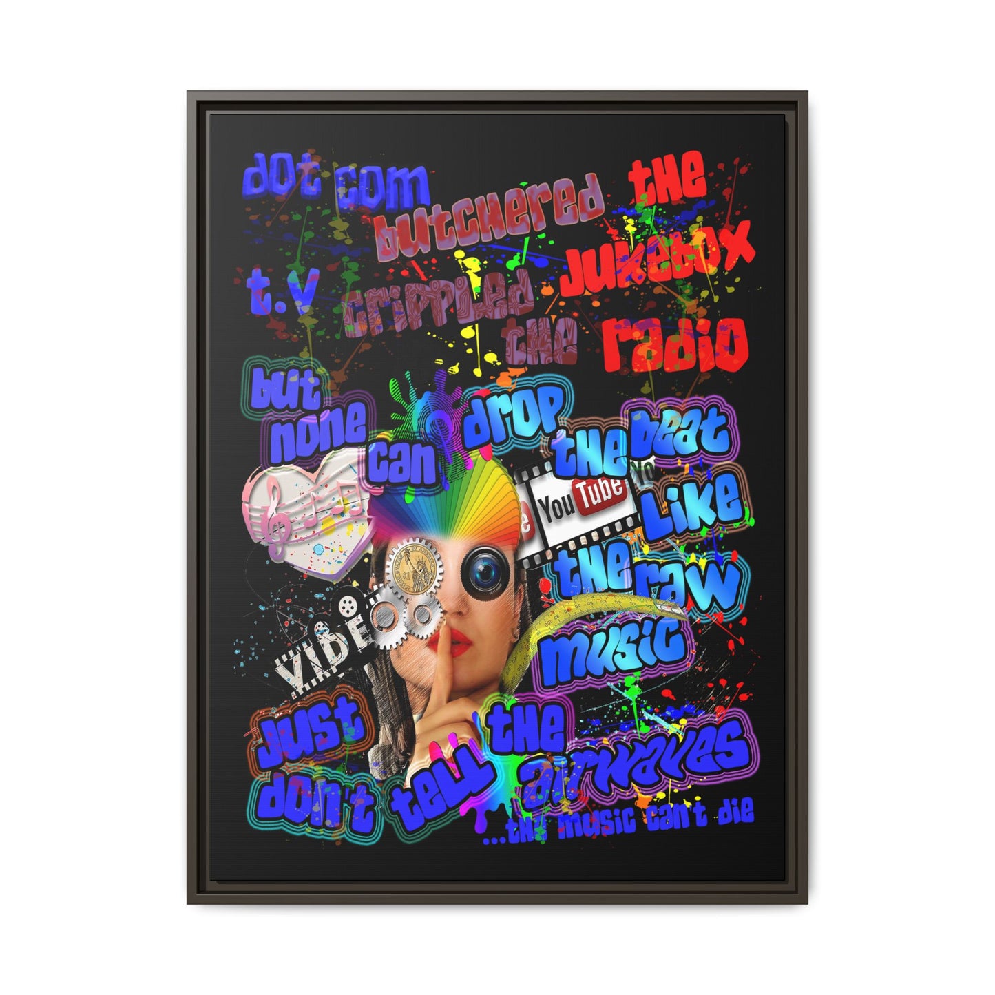 drop the beat - framed canvas art (black)