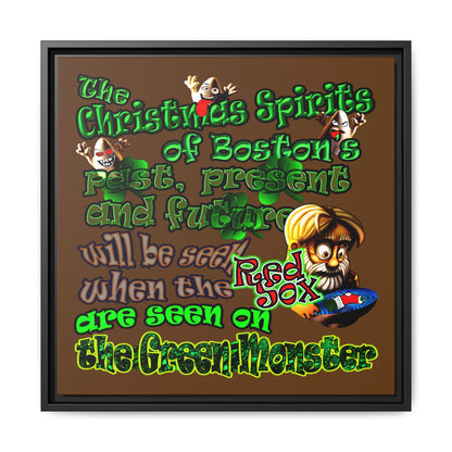 christmas spirits of boston - framed canvas art (brown)