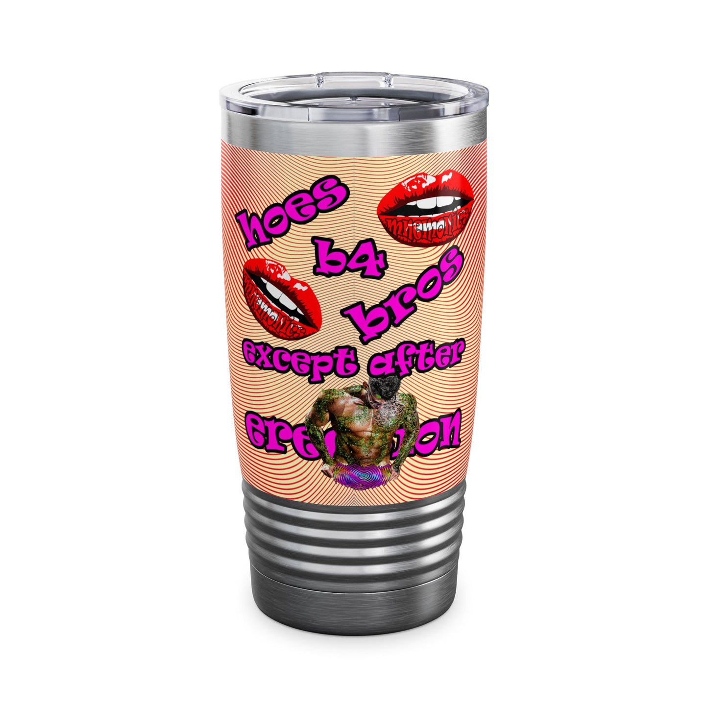 hoes b4 bros - Ringneck Tumbler, 20oz (yellow-orange wave)