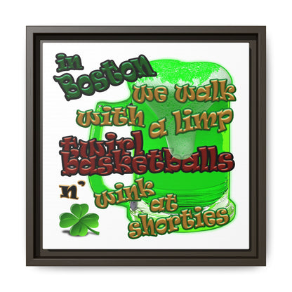 celtics logo - framed canvas art (white)