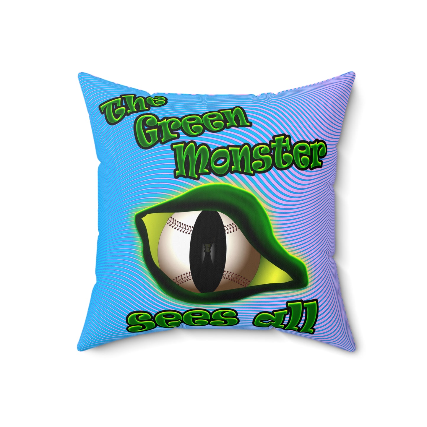 green monster - Spun Polyester Square Pillow - (light blue-purple wave)