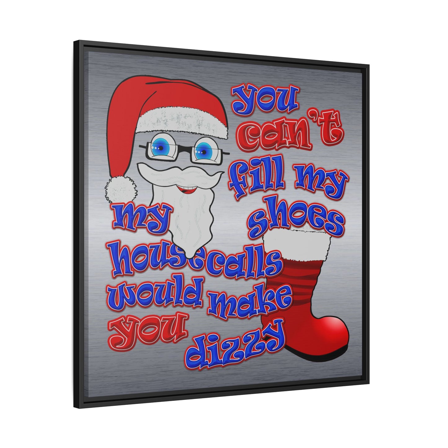 santa's shoes - framed canvas art (brushed nickel)