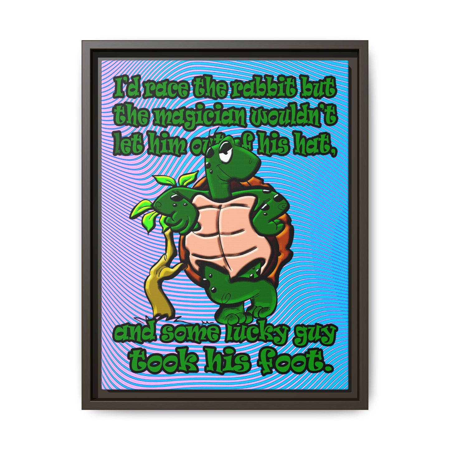 turtle race - framed canvas art (light blue-purple wave)