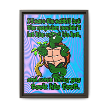turtle race - framed canvas art (light blue-purple wave)