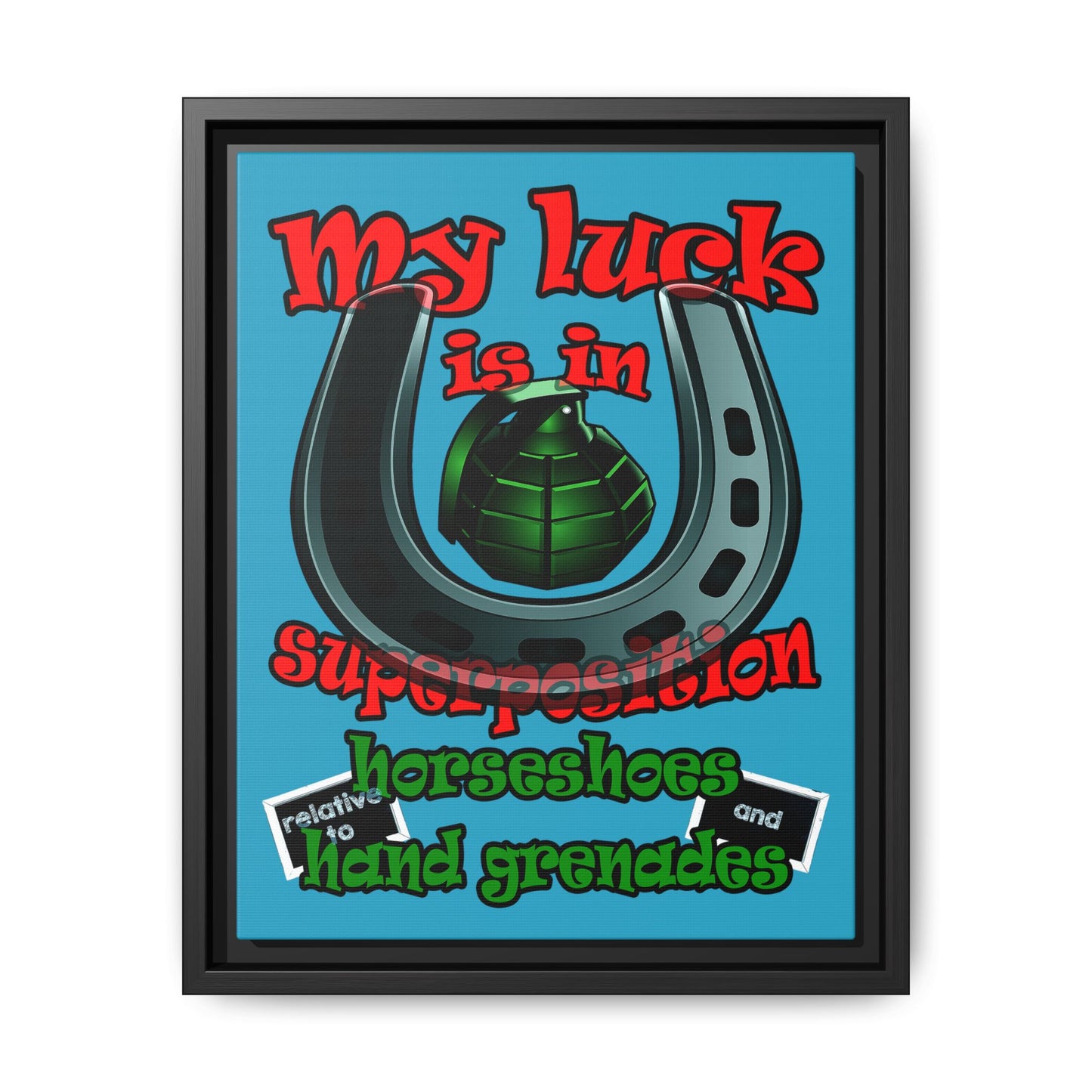 my luck - framed canvas art (turquoise)