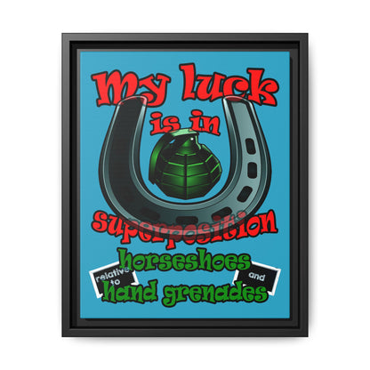 my luck - framed canvas art (turquoise)