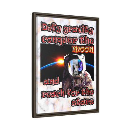 defy conquer reach - framed canvas art (white marble)