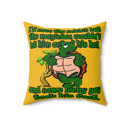 turtle race - Spun Polyester Square Pillow - (yellow)