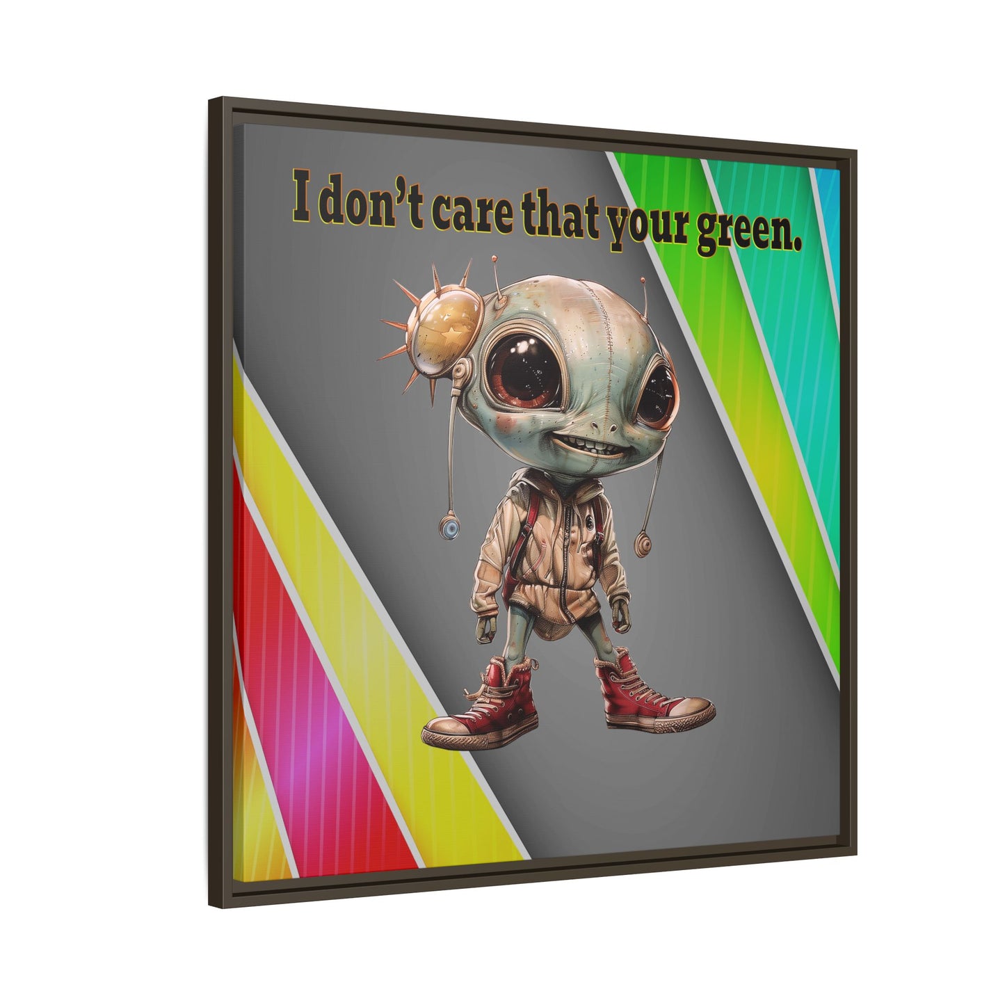 I don't care that your green - framed canvas art (rainbow split)