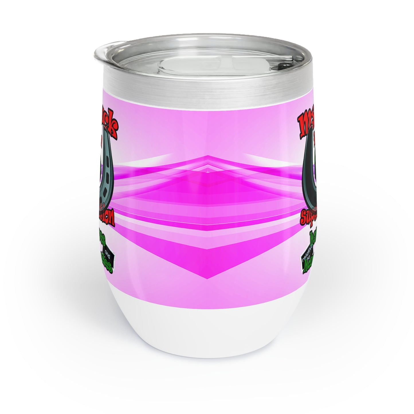 my luck - Chill Wine Tumbler (light blue-pink wave)