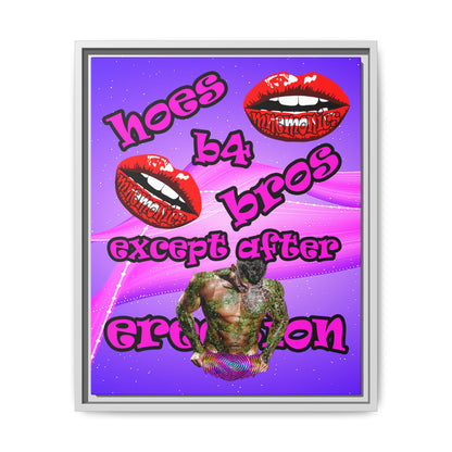 hoes b4 bros - framed canvas art (purple-pink wave)