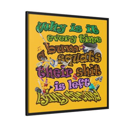 the bum's shit - framed canvas art (yellow)