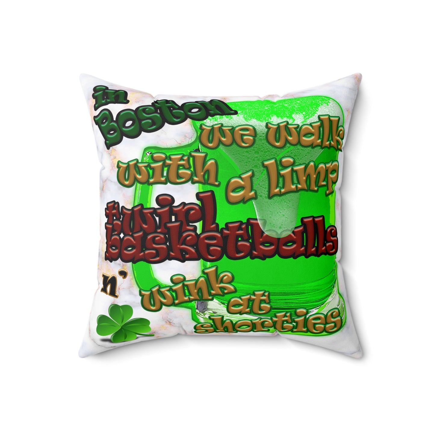 celtics logo - Spun Polyester Square Pillow - (white marble)