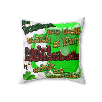 celtics logo - Spun Polyester Square Pillow - (white marble)
