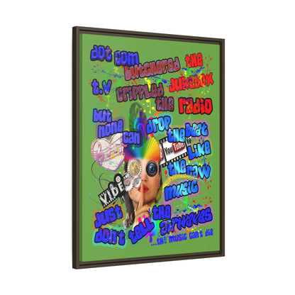 drop the beat - framed canvas art (green)