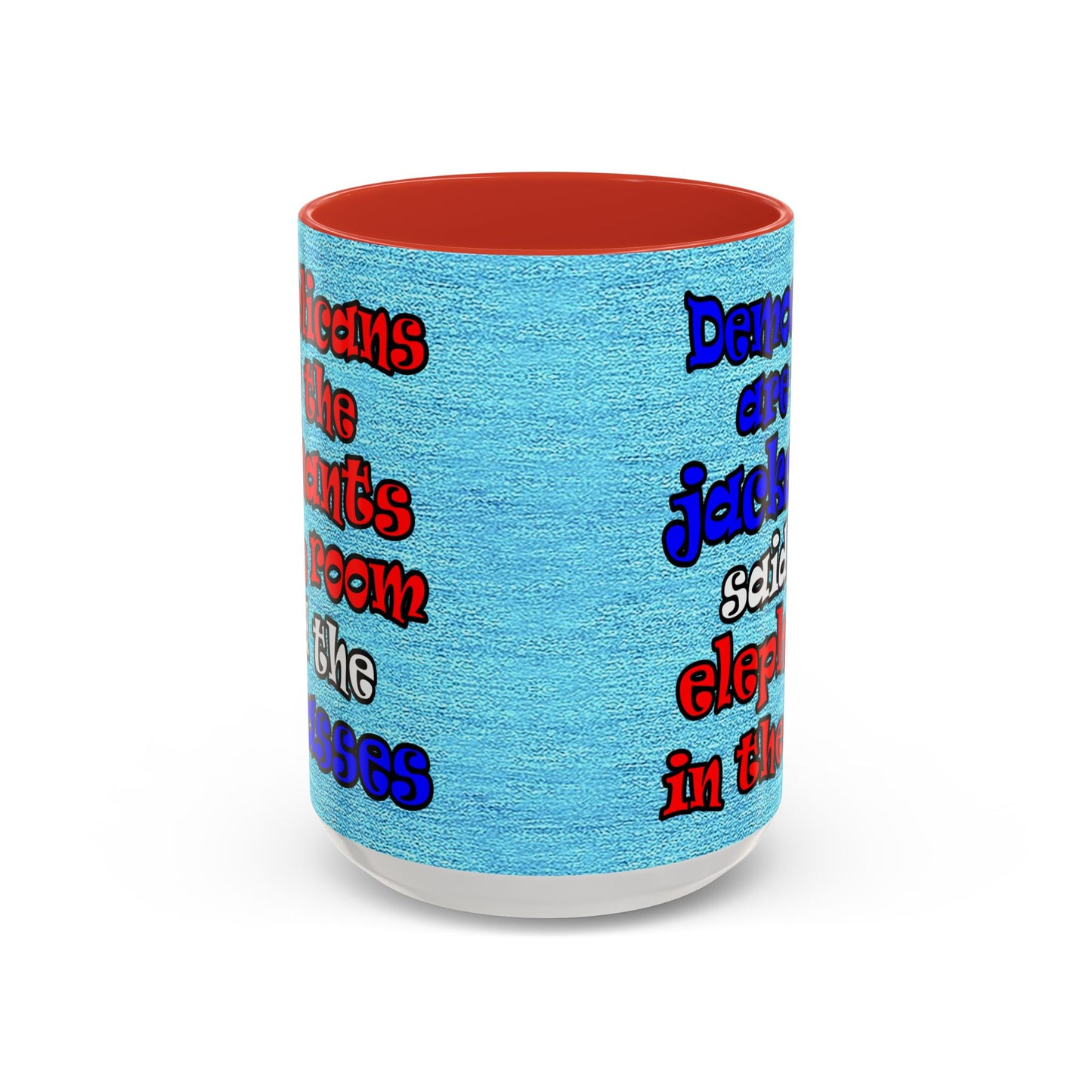 donkeys and elephants - Accent Mug (faded blue)