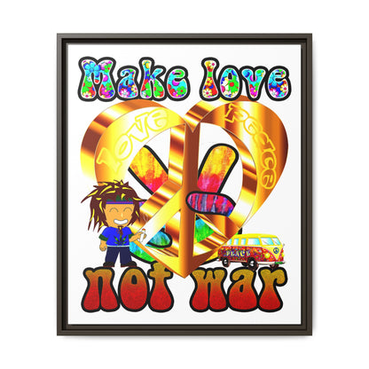 love peace - framed canvas art (white)