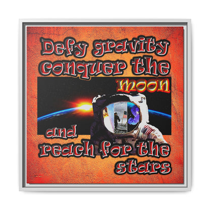 defy conquer reach - framed canvas art (burnt orange)