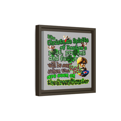 christmas spirits of boston - framed canvas art (light grey)