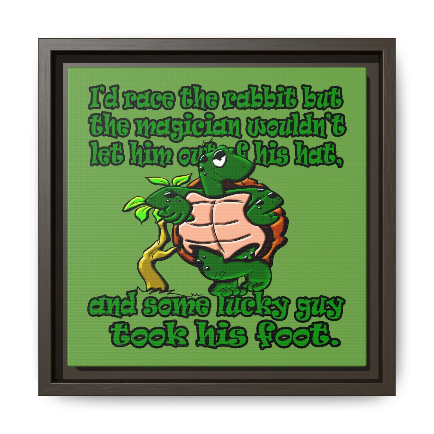 turtle race - framed canvas art (green)