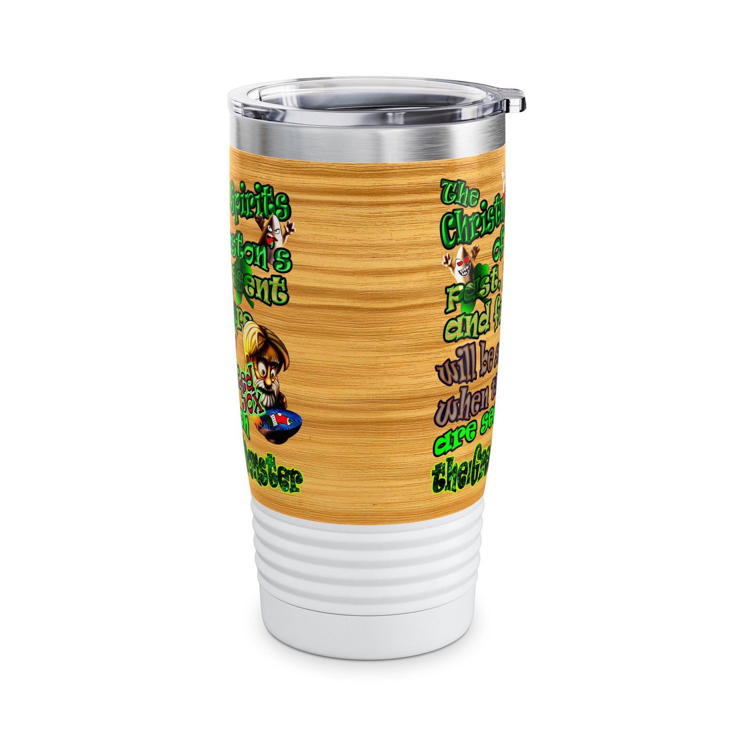 christmas spirits of boston - Ringneck Tumbler, 20oz (butterscotch wood finish)