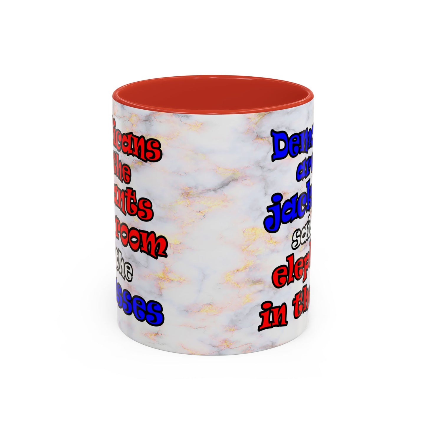 donkeys and elephants - Accent Mug (white marble)