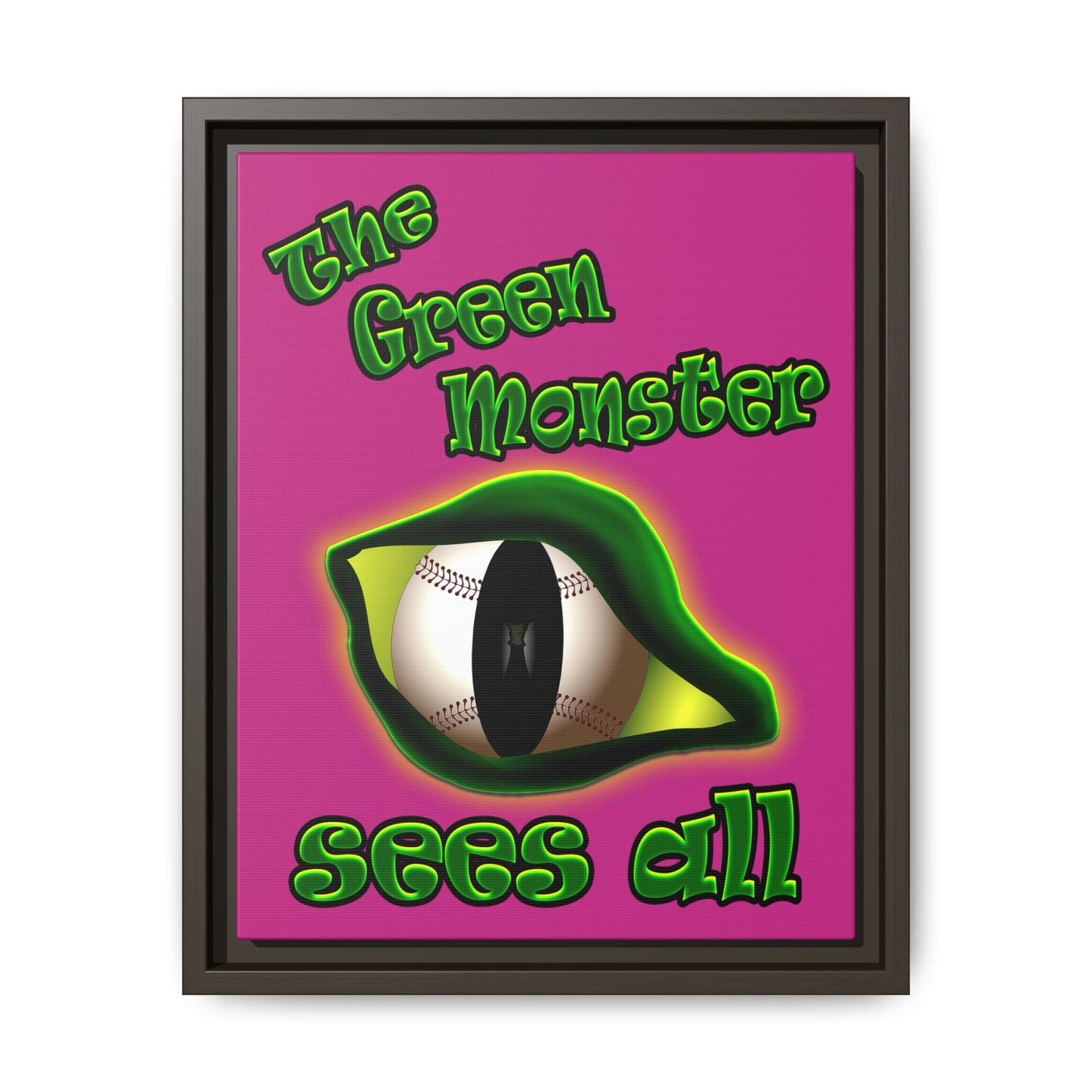 green monster - framed canvas art (pink)