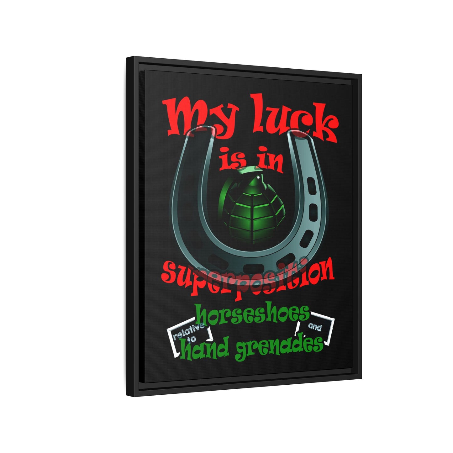 my luck - framed canvas art (black)