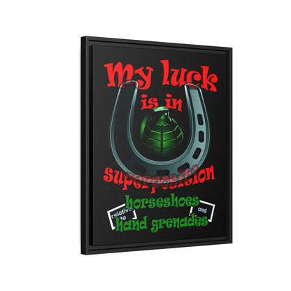 my luck - framed canvas art (black)