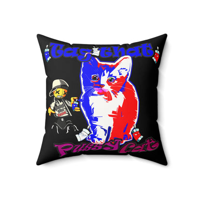 tag that - Faux Suede Square Pillow - (black)