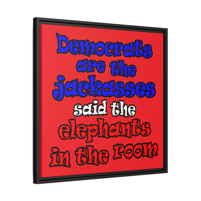 donkeys and elephants - framed canvas art (red)