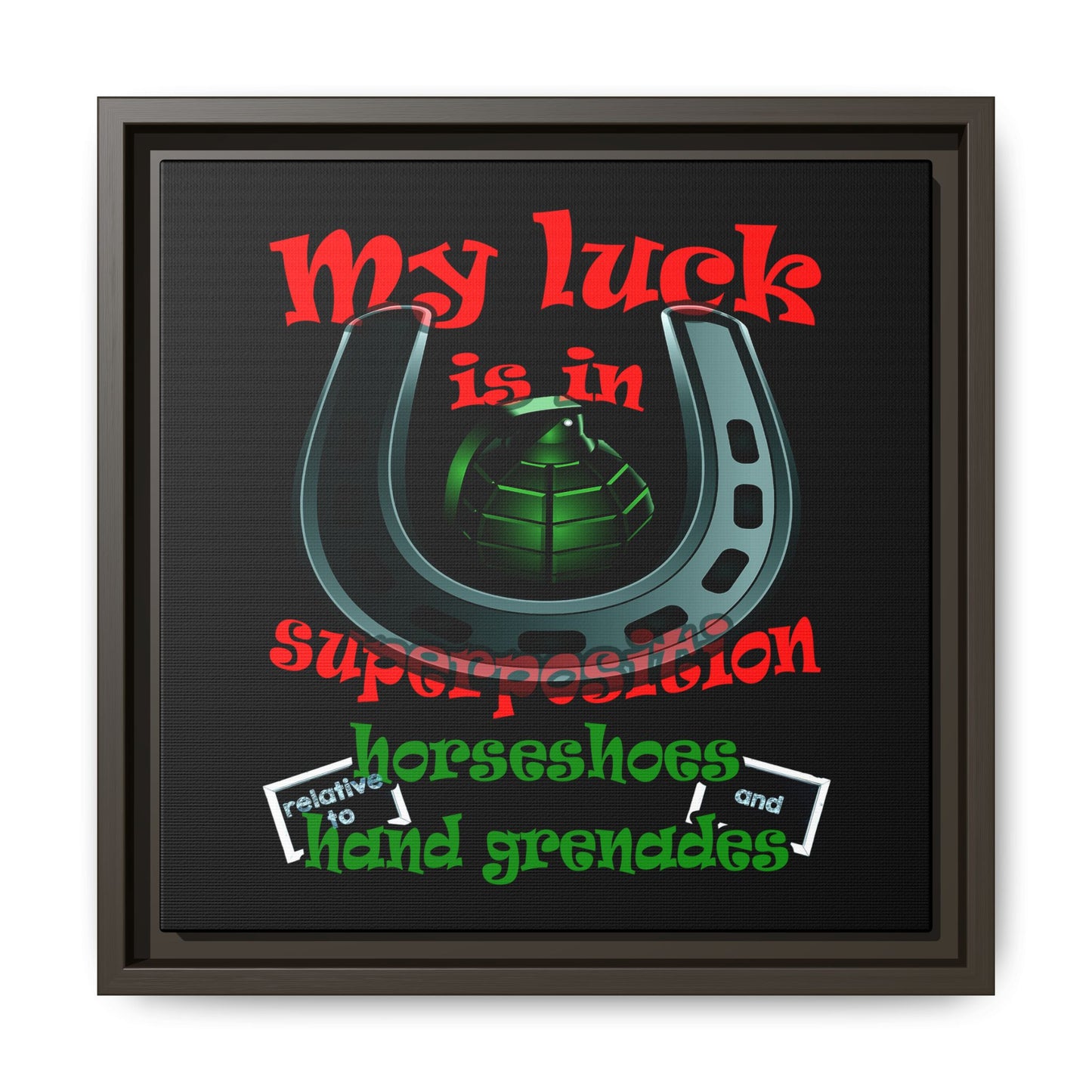 my luck - framed canvas art (black)