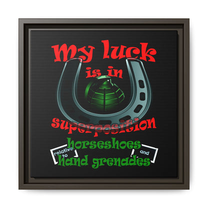 my luck - framed canvas art (black)