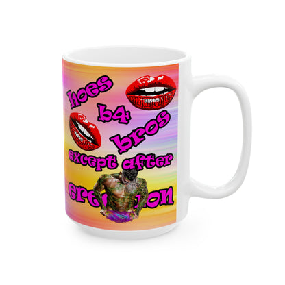 hoes b4 bros - White Mug (color blur)