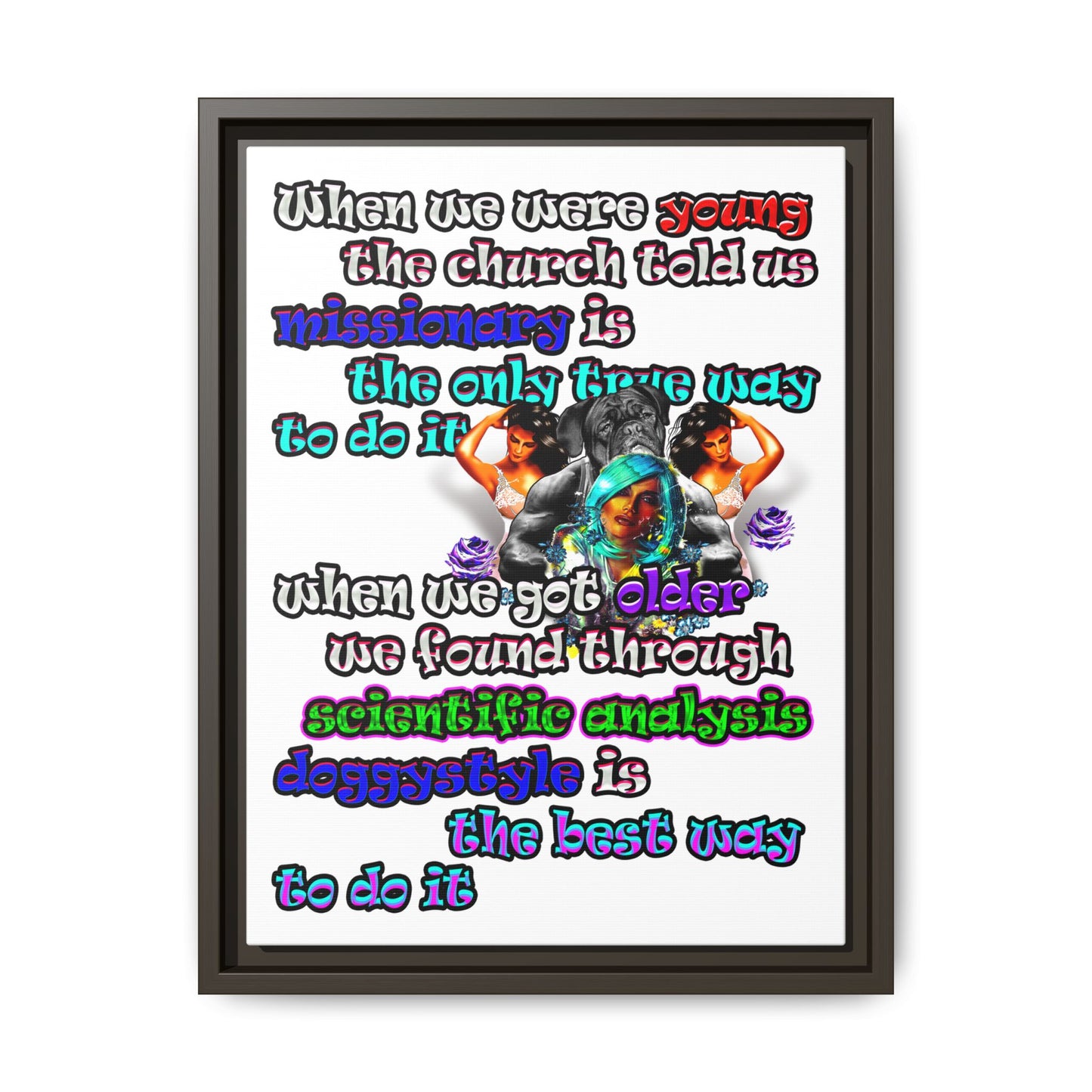 doggystyle - framed canvas art (white)
