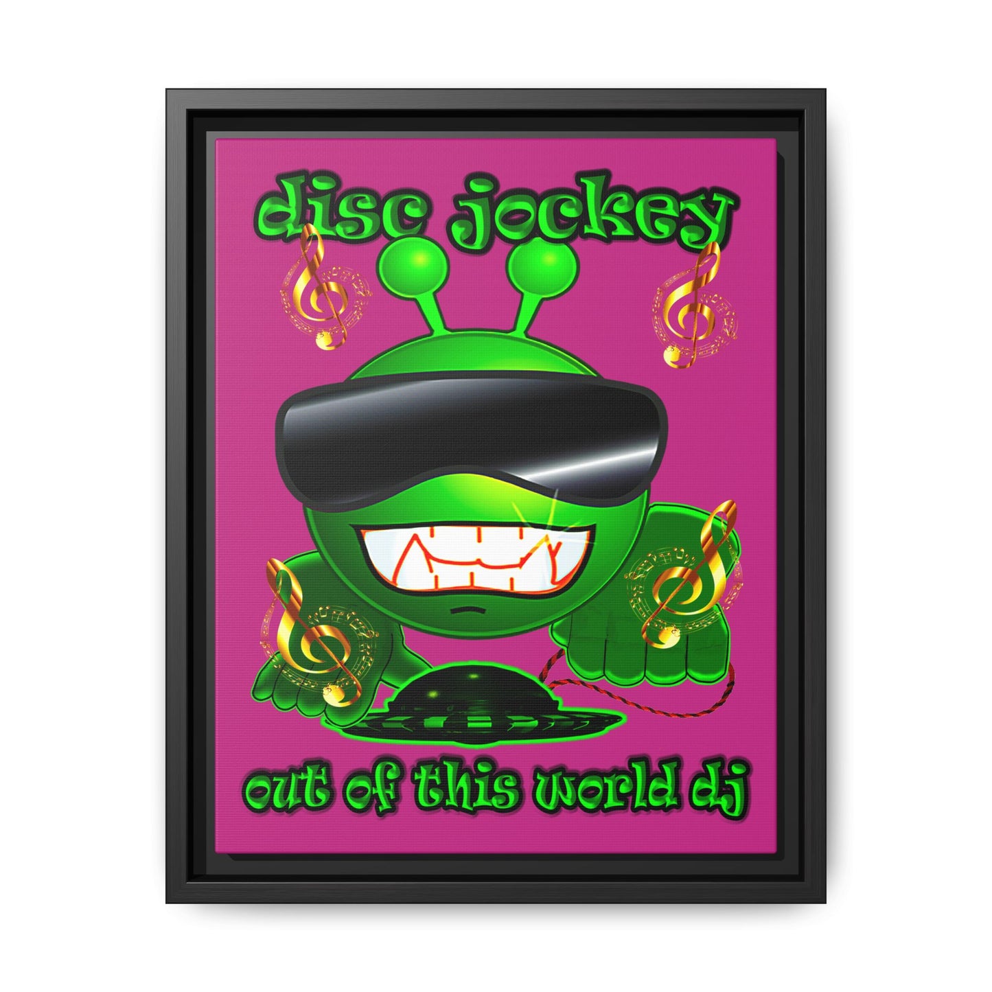 disc jockey - framed canvas art (pink)